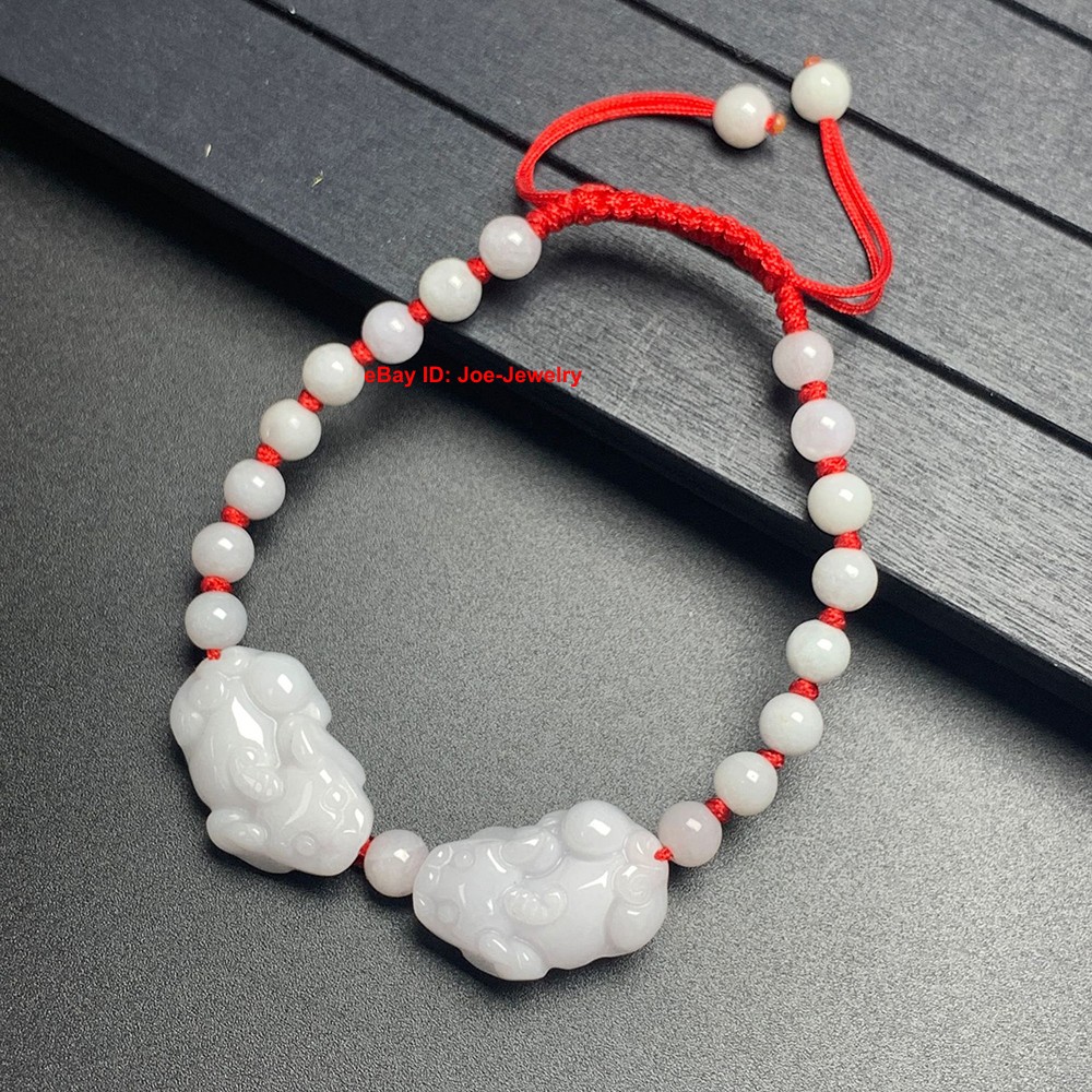 Natural Jadeite Bracelet Grade A Jade Pixiu Handmade Adjustable Bracelet