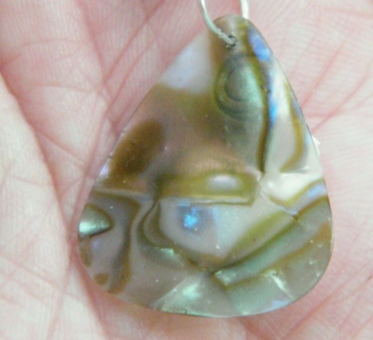 SHARK Fossil Tooth Necklace Real Teeth Faux Abalone Shell 23″ Silver Chain NEW!