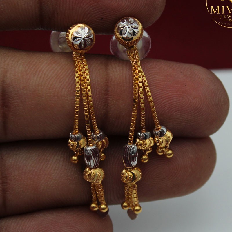 22K Merry Shine Gold Circle Luxury Stud Earrings 4.5cm Jewelry 4.7g