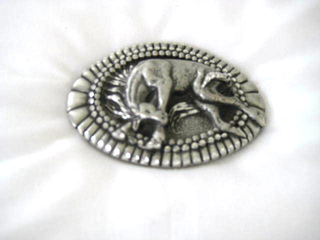 Belt Buckle in Pewter with Bucking Horse Design, Handcrafted in USA