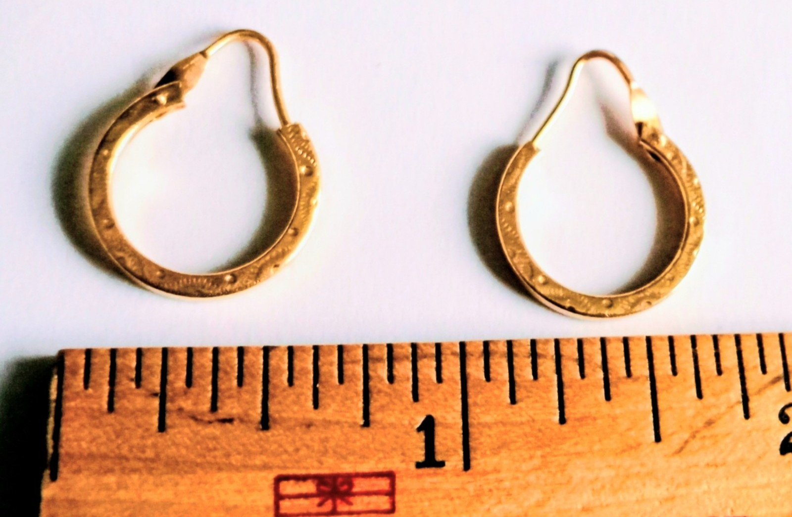 24K Yellow Gold Hoop Etched Earrings 3.2 Grams ITALY 999