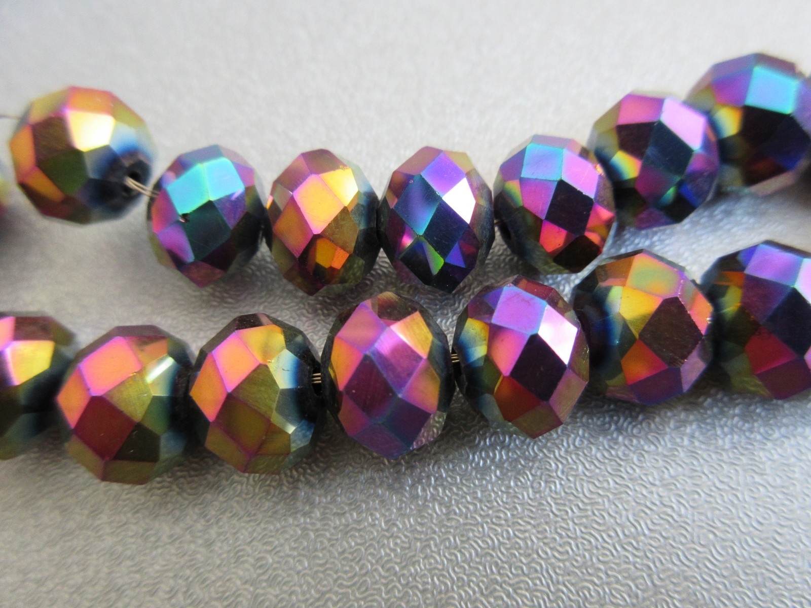 Chinese Crystal Faceted 10-12mm Roundel Beads 34pcs Metallic