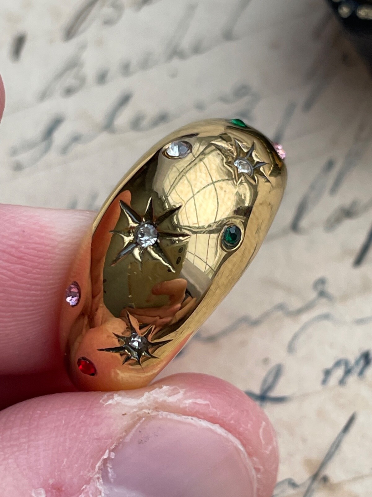 Beautiful Vintage Estate Styled Starburst Ring Beautiful Stones! WOW! Sz 7!!!