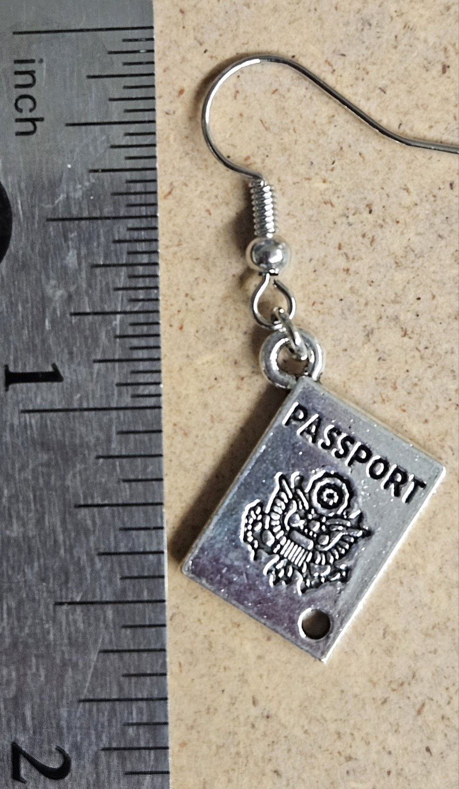 PASSPORT EARRINGS TRAVEL VACATION HONEYMOON OVER SEAS PLANE HANDMADE 1 OF A KIND