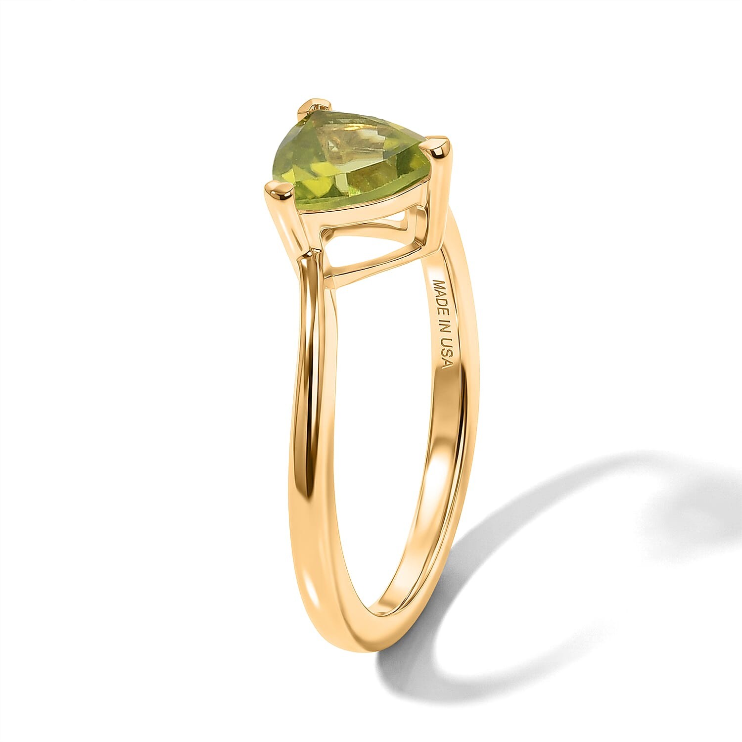 Peridot 1.15 ctw Ring in 18K Yellow Gold Over Sterling Silver Size 9.0