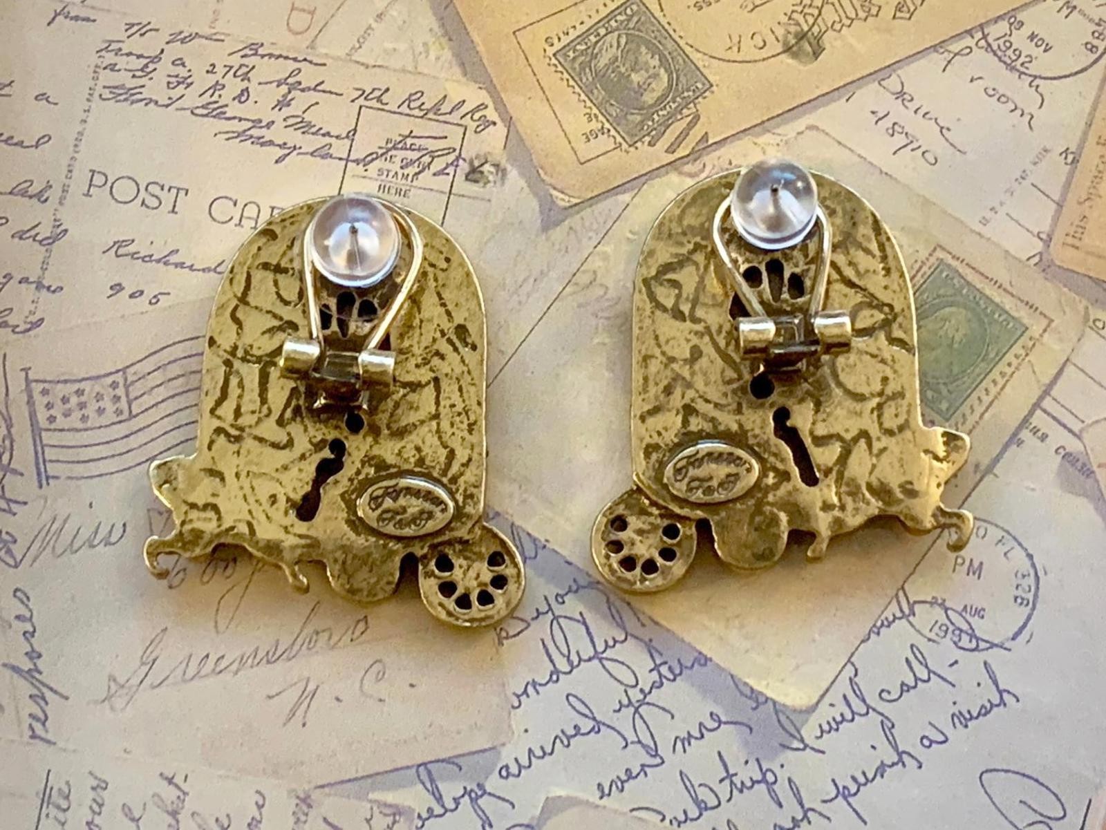 Vintage Signed Pegasus Carriage Earrings | Celestial Fantasy Star Arch