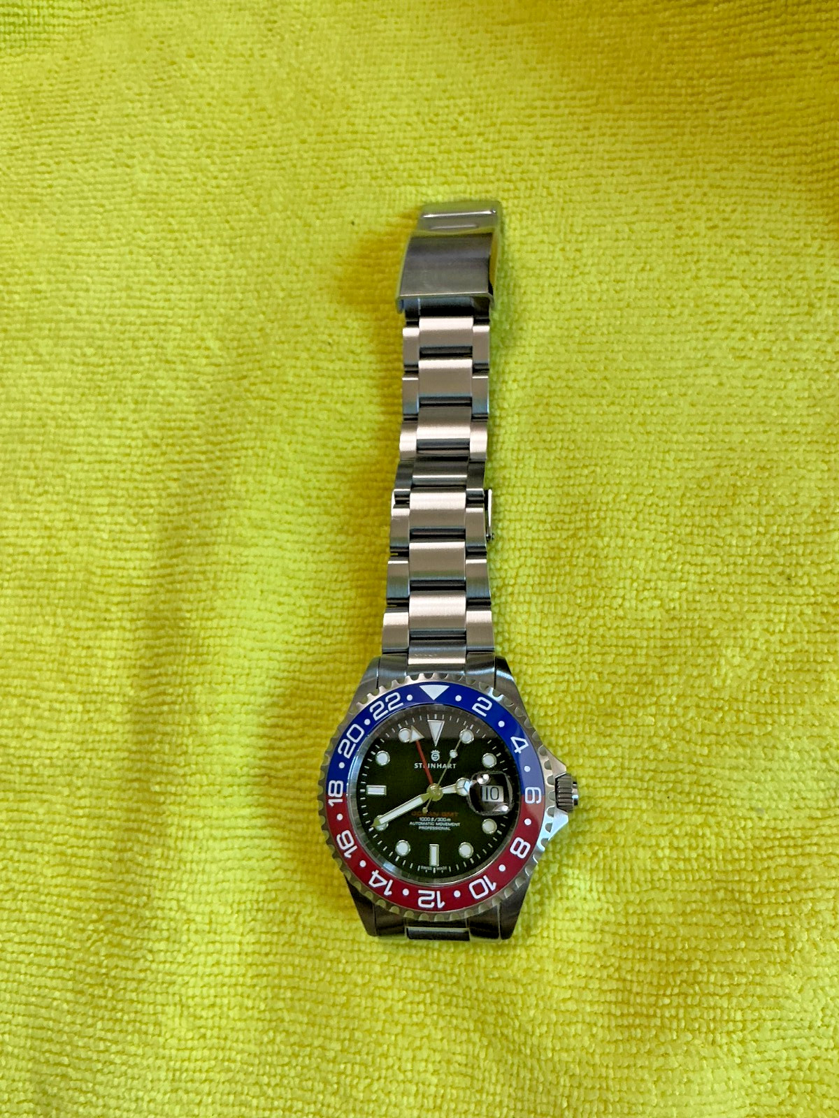 Steinhart Ocean One GMT Blue/Red Swiss 42mm Ceramic Bezel Diver Watch 103-1099