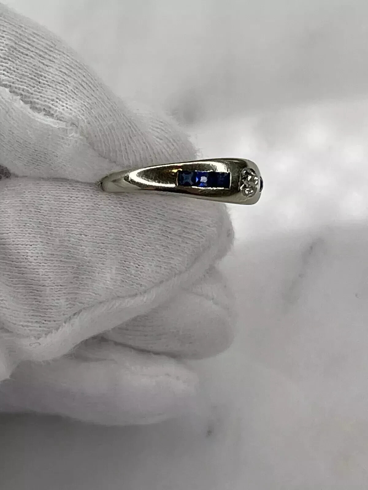 2.1Ct Bezel Set Round Lab Created Diamond & Sapphire Engagement 925 Silver Ring
