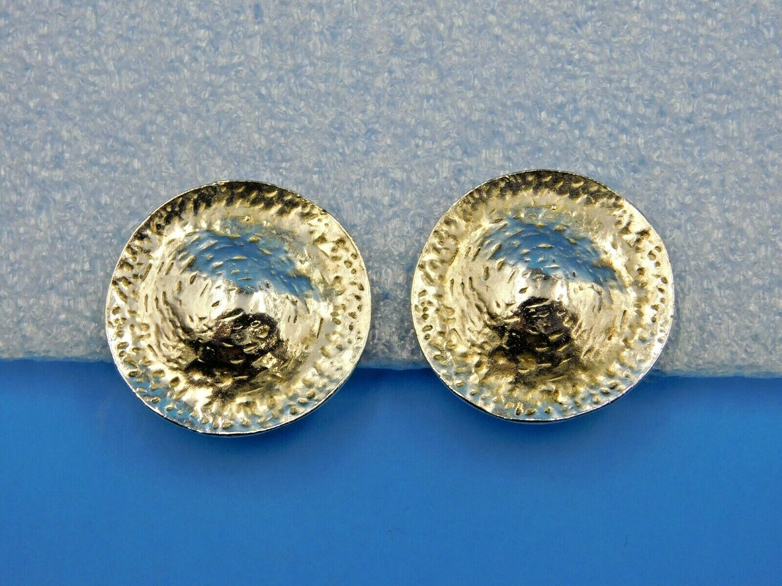 Vintage Silver Plated Button / Disc Style Clip on Earrings