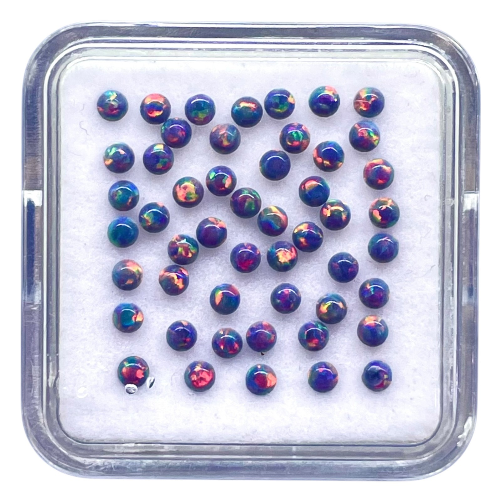 25 Pcs Black Australian Opal 2mm Round Cabochon 5A Quality Lab Created Gemstones