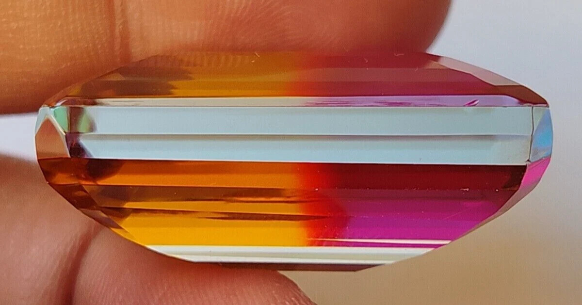 Emerald Cut Shining 100+ Ct Bi-Colour Ametrine EGL Certified Loose Gemstone