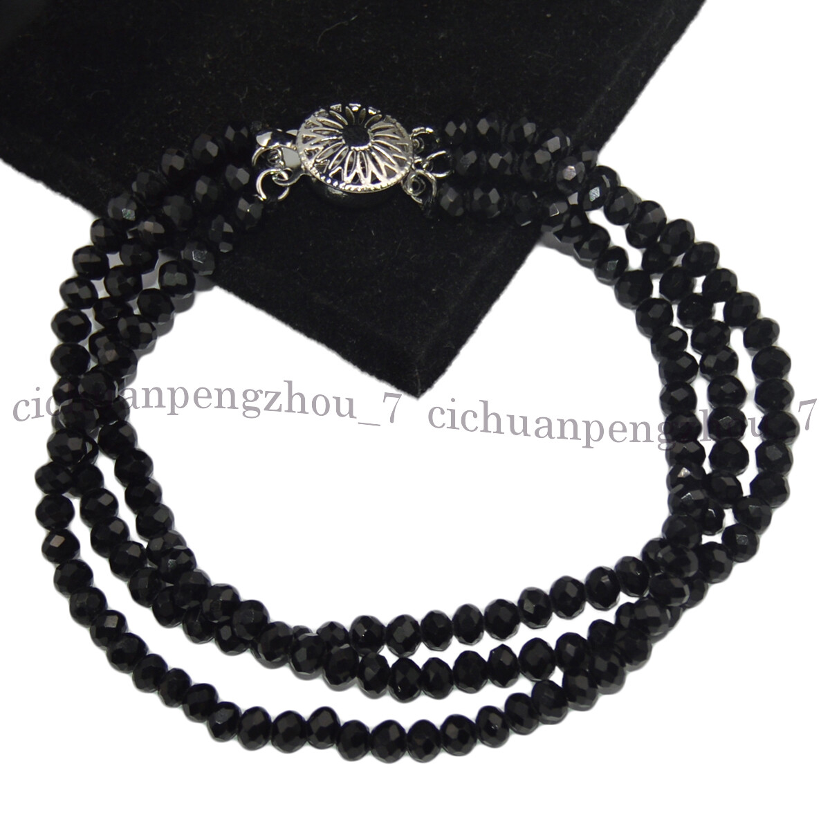 Natural Gemstone Multicolor Jade 2x4mm Faceted Rondelle Beads 3 Rows Bracelet