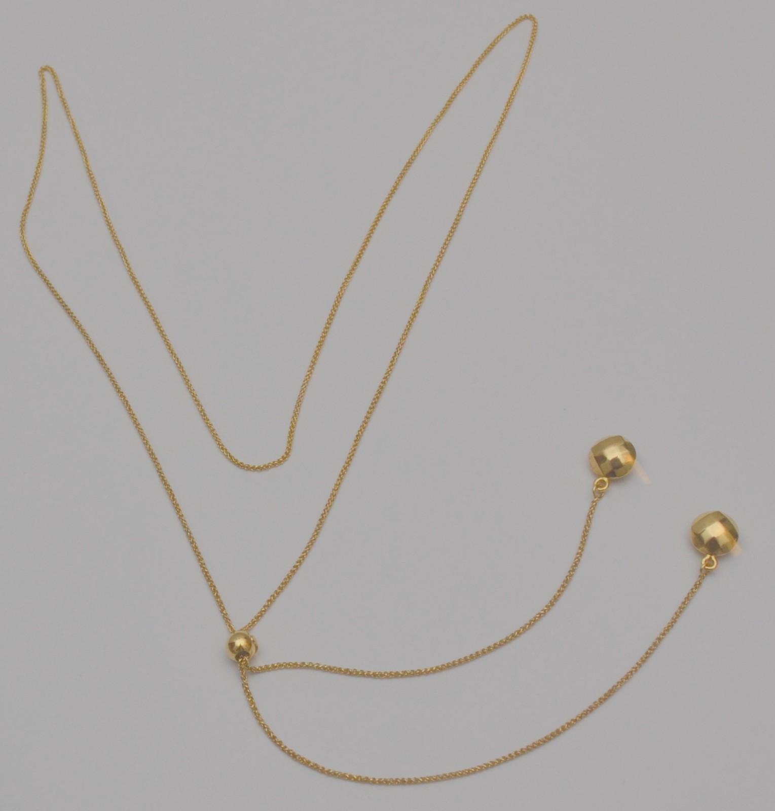14K Yellow Gold Adjustable Chain Necklace Slider Bead Up to 28 Inches C5