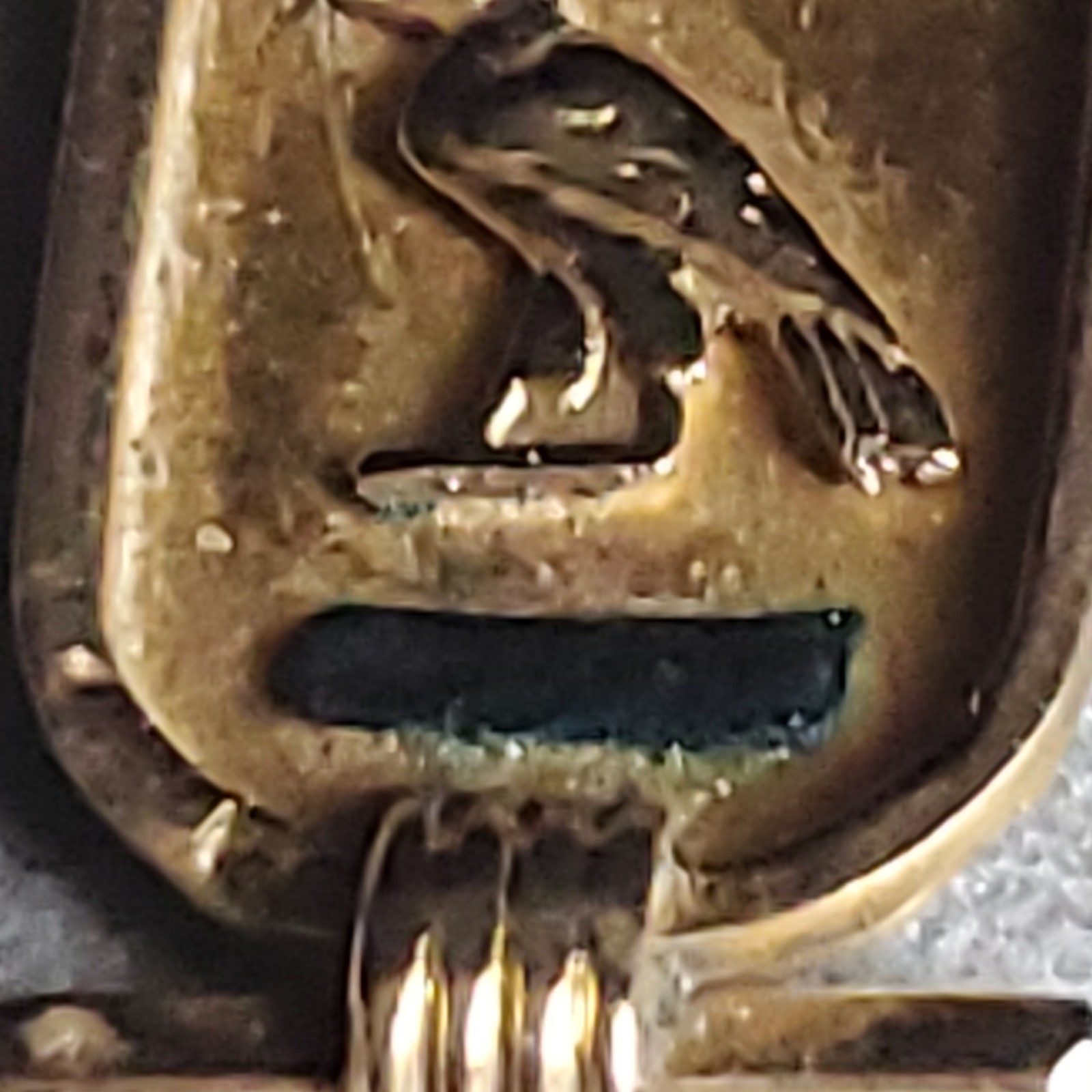 18k Gold Animal Hieroglyphic Cartouche Charm Pendant Needs New Bail For Chain