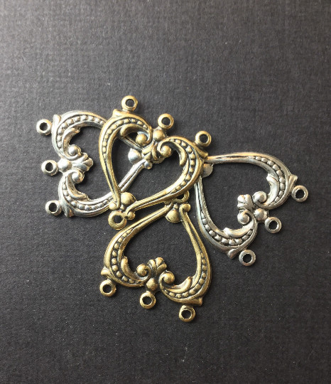 26673 4 Pc Brass Oxidized Victorian Jewelry Connector Finding