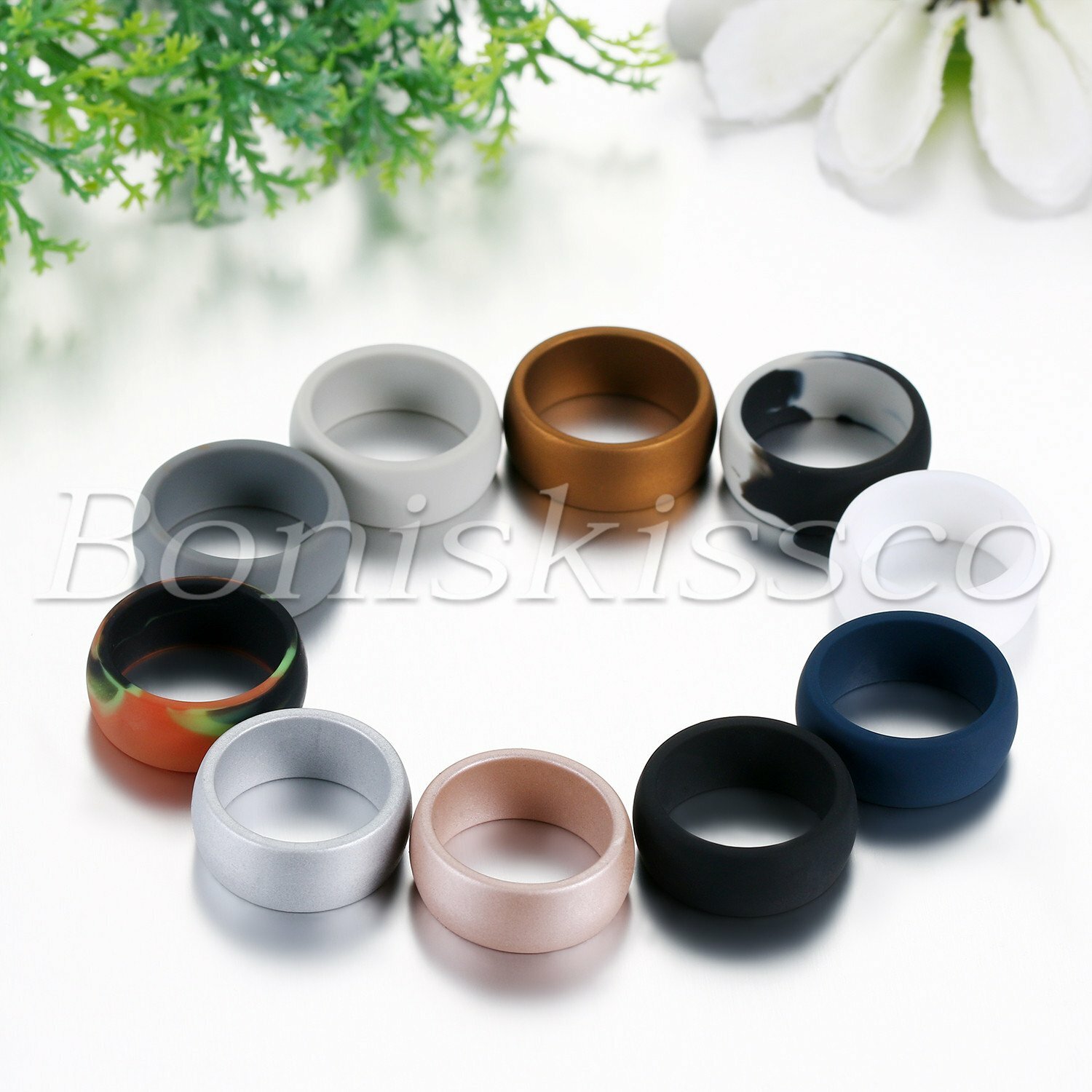 10 Colors 8.7mm Mens Silicone Wedding Ring Band Promise Engagement Sports Outfit
