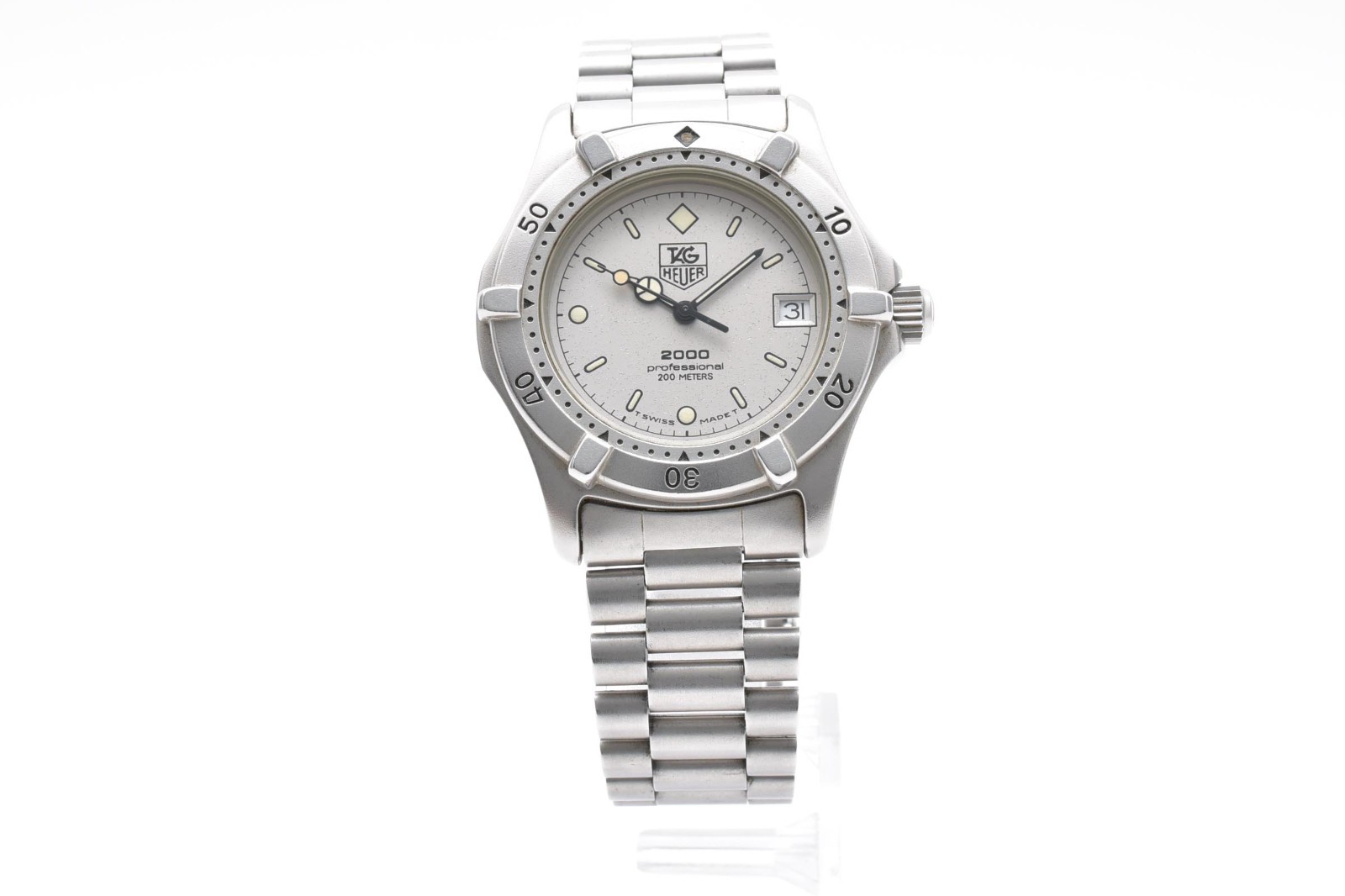 TAG Heuer 2000 962.213R White Dial Cream Patina 200M Diver 34mm Mens Watch
