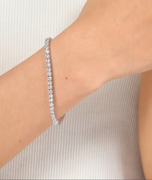 Women’s Tennis Bracelet Christmas Gift Lab Grown Diamond 14K Solid White Gold