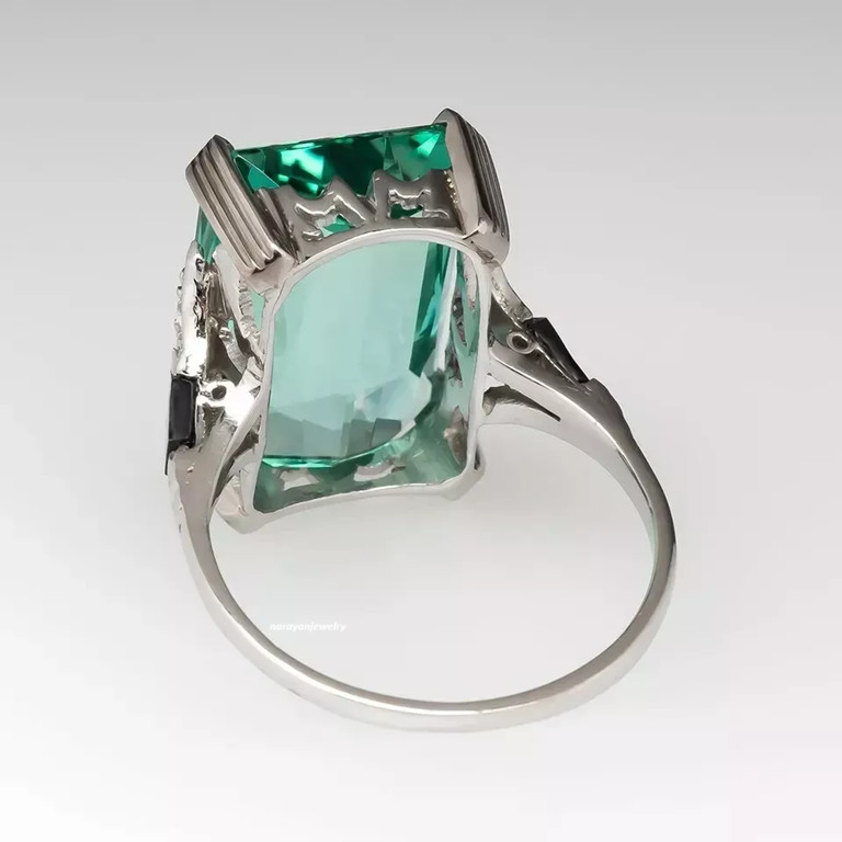 22.65 CT elongated Emerald cut blue tourmaline cocktail Party Engagement Ring