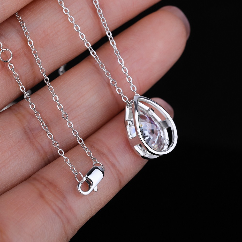 1-4CT Pear Cut Moissanite Solitaire Pendant Necklace 925 Sterling Silver Chain