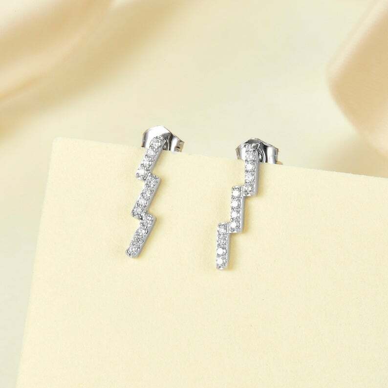 1.2ct Lab-Created Moissanite Geometric Minimal Stud Earrings White Gold Plated