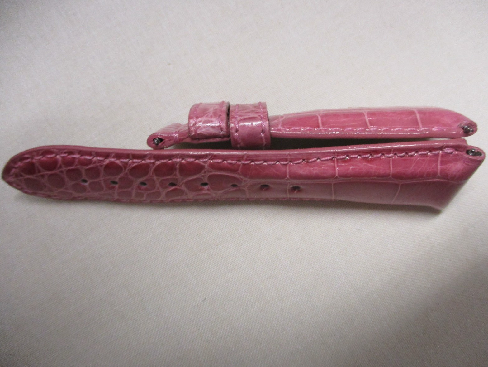 KRIEGER 1020S 20mm Lug-Ends Pink Alligator Leather Watch Straps 110+70mm & Pins