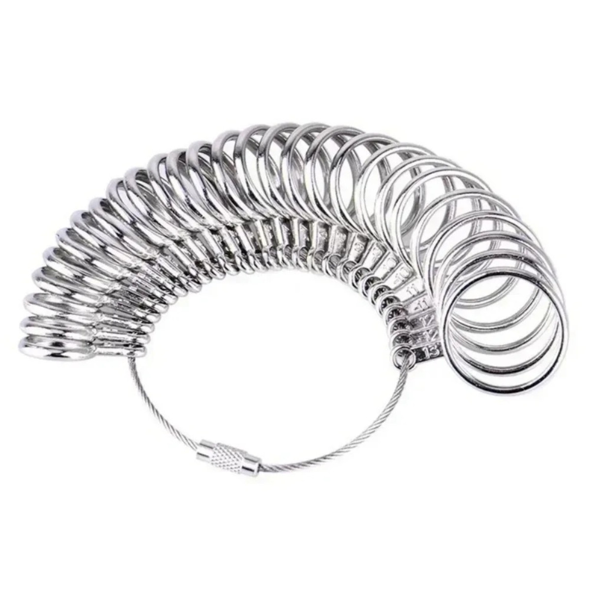 Metal Ring Size Gauges Set Measuring Ring with Mandrel Sizer Finger Sizing HO
