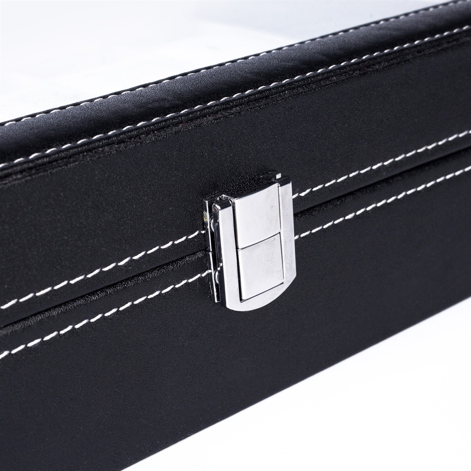 12 Slot Leather Watch Box Organizer Case Display Storage Holder Collector Black