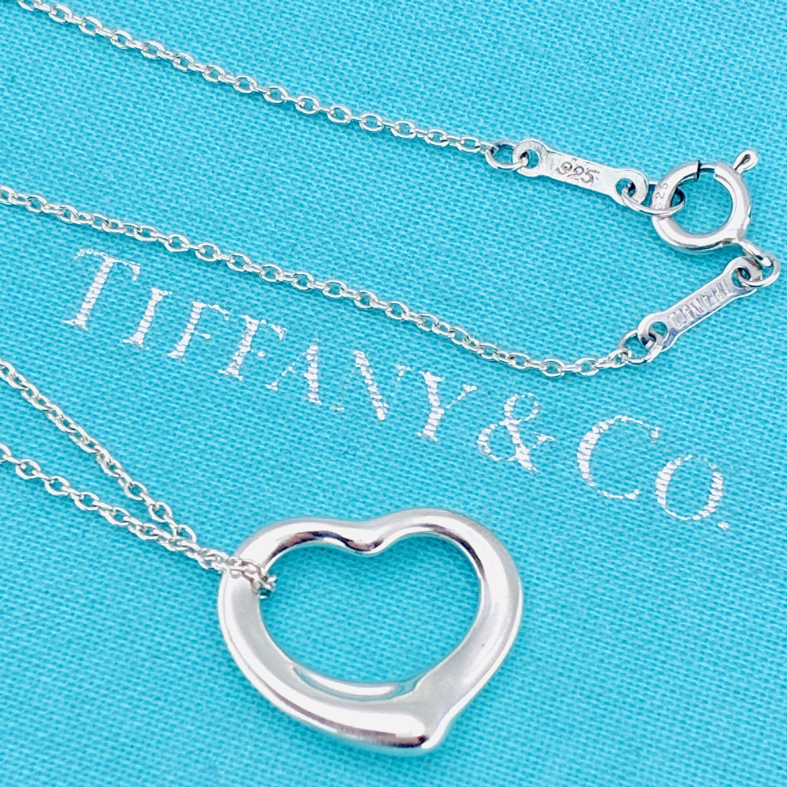 Tiffany & Co. Small Open Heart Pendant Necklace Elsa Peretti Sterling Silver925