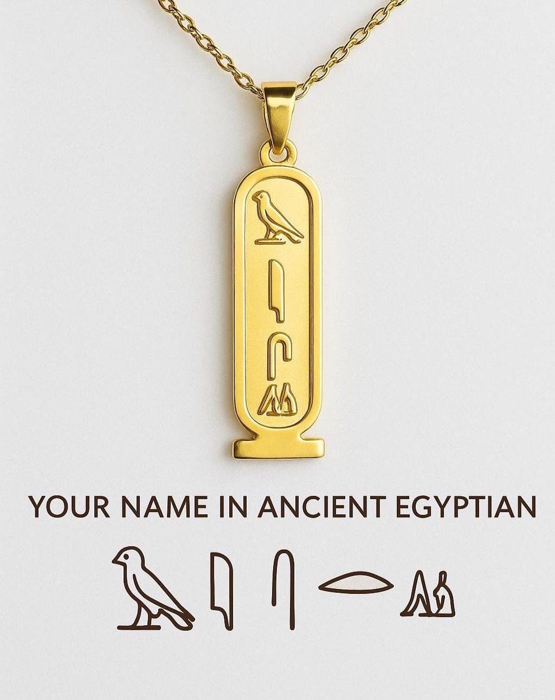 Write Your Name – Custom Egyptian Cartouche Necklace – Personalized Hieroglyphic