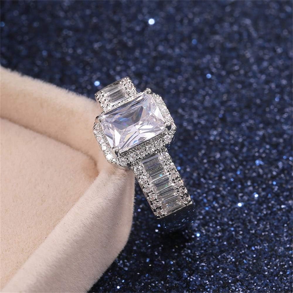 925 Steeling Silver Shiny Princess Square CZ Ring Party Ring for Women Size 5