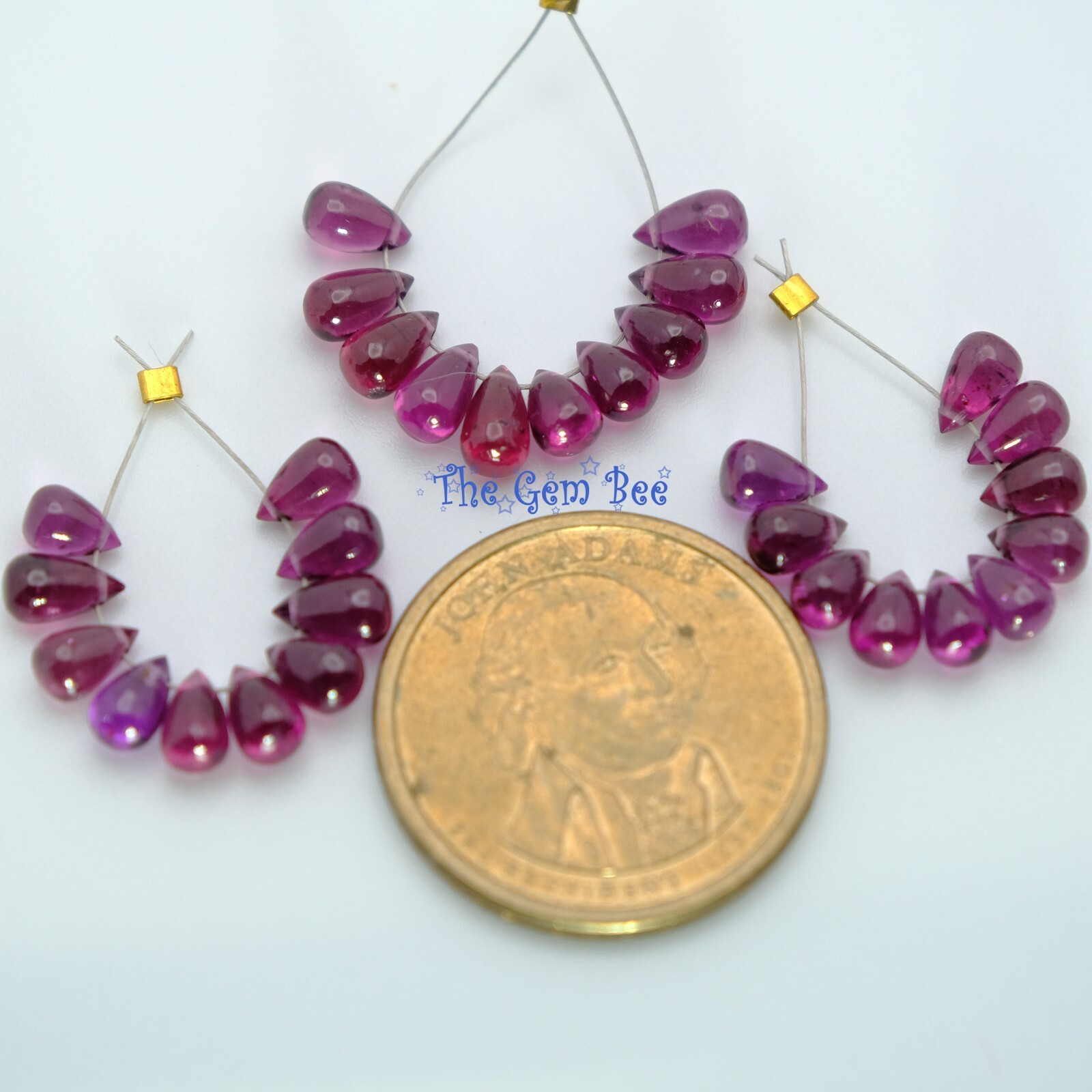 Gem Rhodolite Garnet Smooth Full Teardrop Briolette Beads (10)