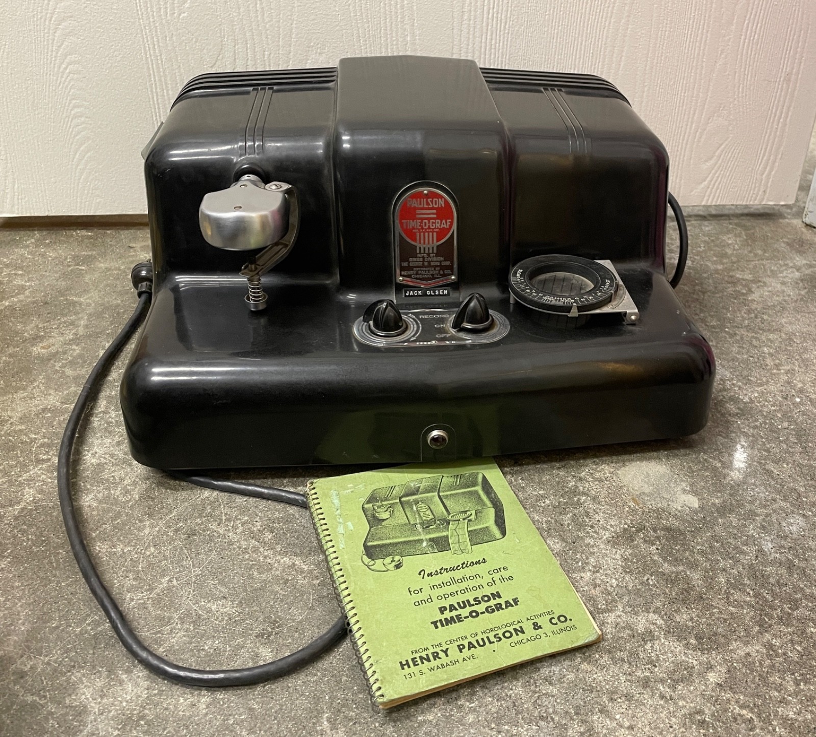 1949 Postwar Borg Paulson TIME-O-GRAF Timegrapher Machine Watchmaker Antique