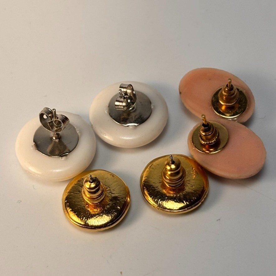 Vintage Earring Lot 80s Glam Glass Pearl Gold Tone Maximalist Glamour