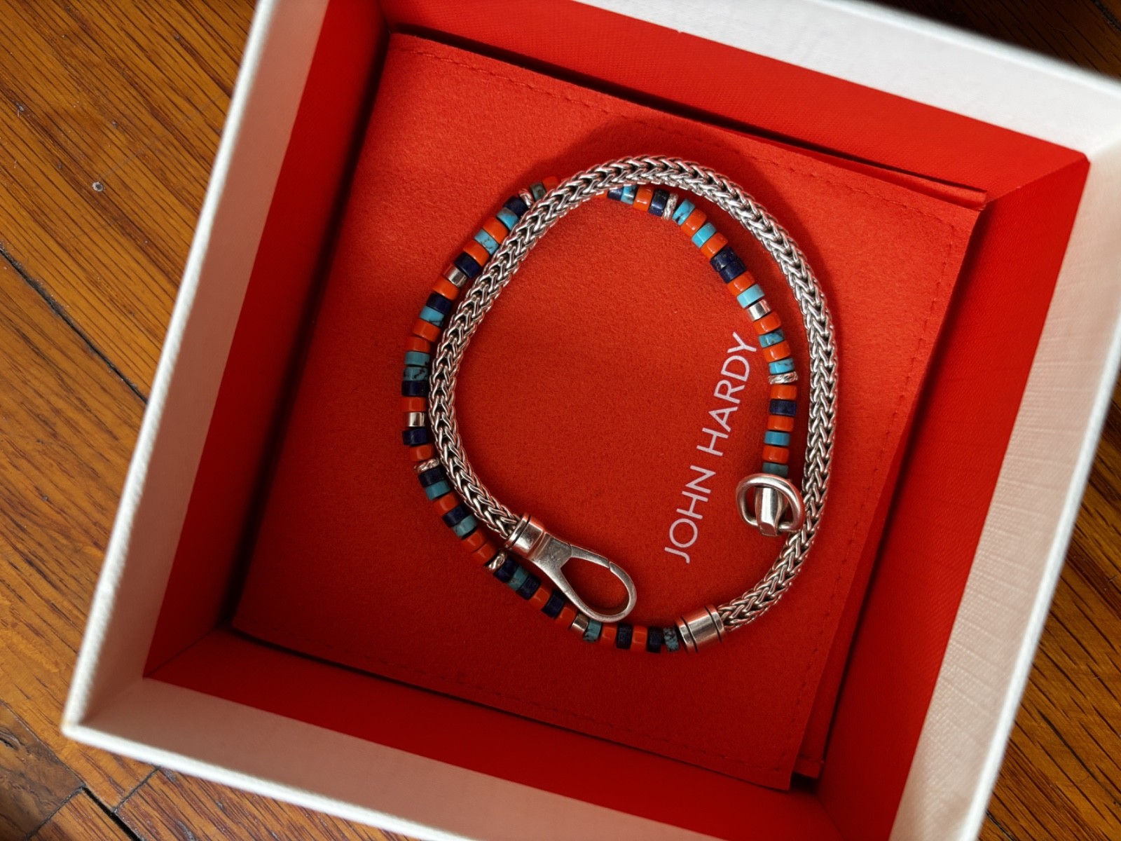 Heishi Chain Bracelet, Sterling Silver, Hardstones, 4MM