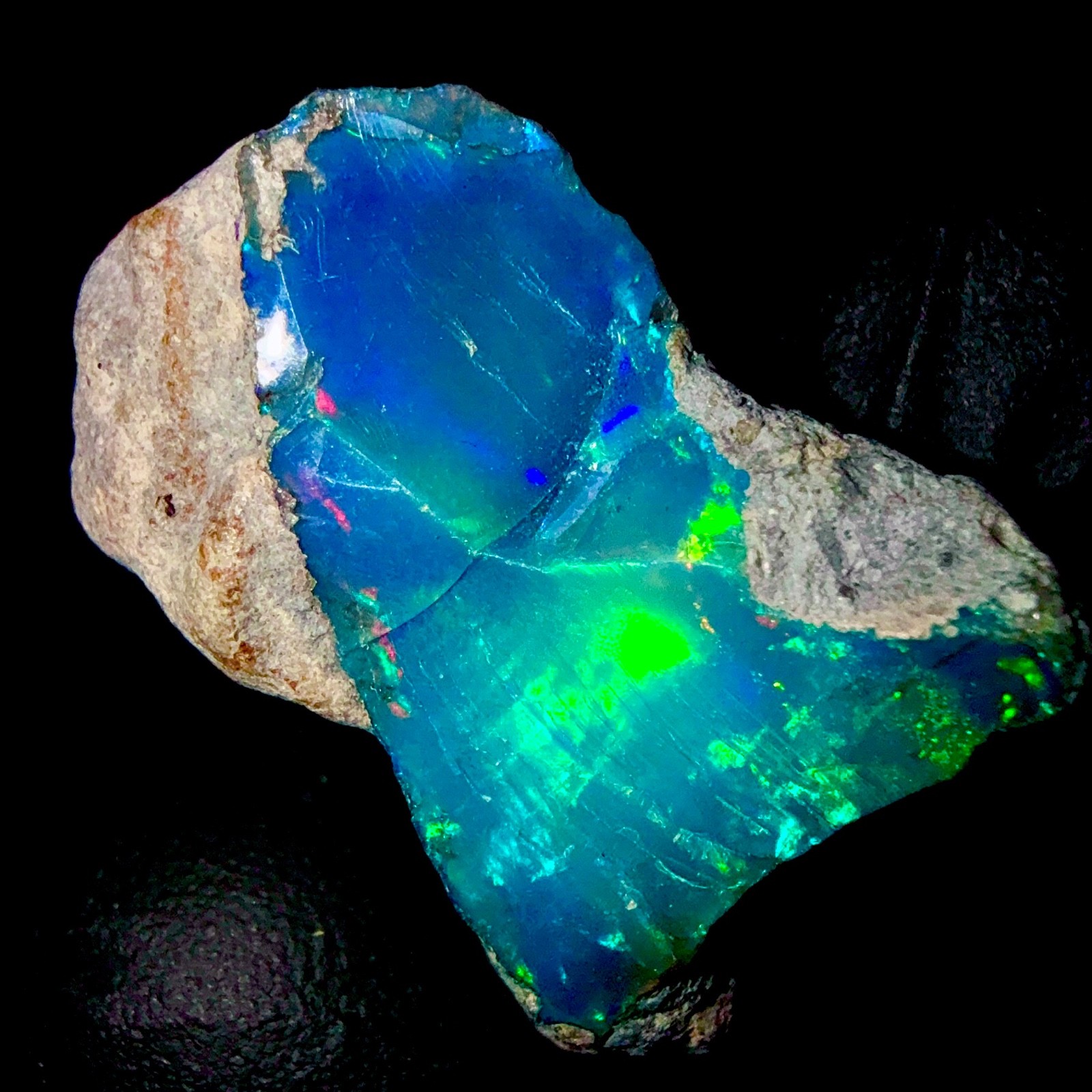 Ethiopian Fire Opal, dry opal rough, Natural Black opal gemstone 19.7Ct 24×15 mm