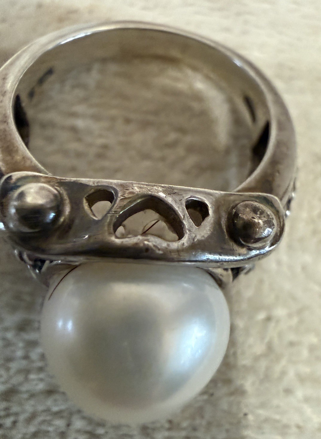Cultured Freshwater Pearl 11.6mm Sterling Silver Ring 8g Size 8.5-9