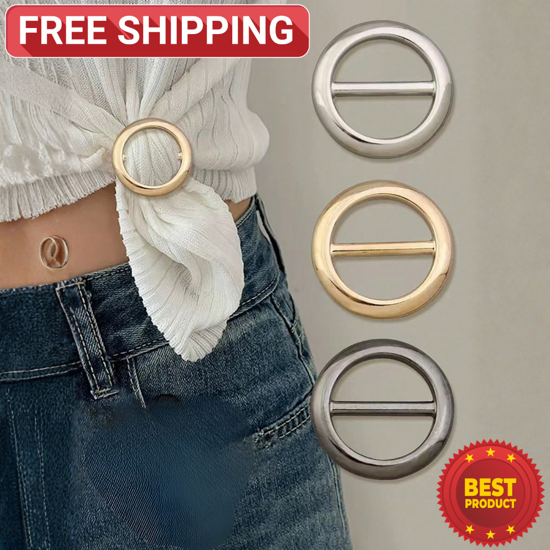 3Pcs Metal Scarf Ring Clips Multi-use Round T-Shirt Tie Buckle Clothing Holder