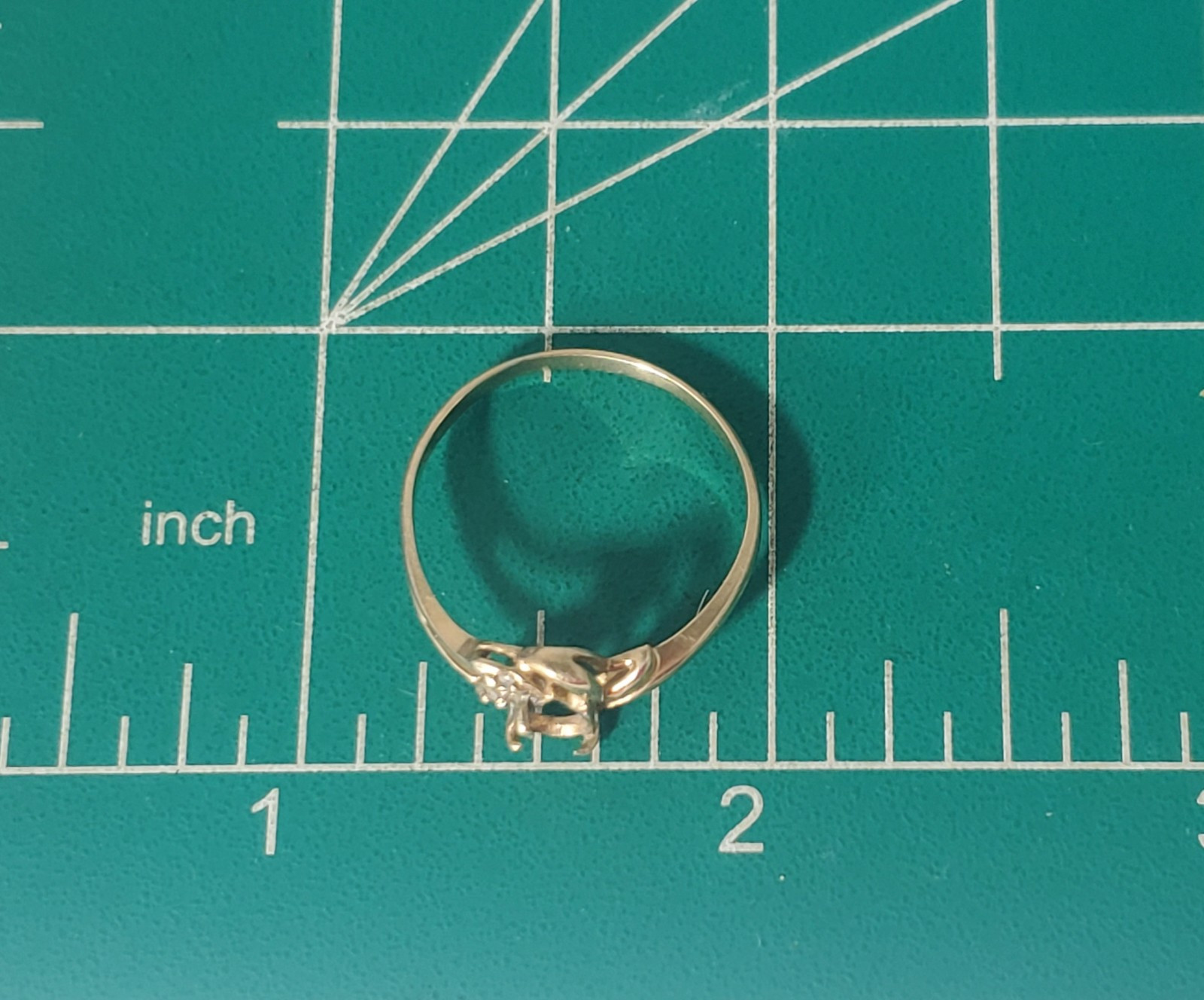 Vintage 10K Yellow Gold Teardrop Ring Setting Lot with Diamonds~ Sz 8