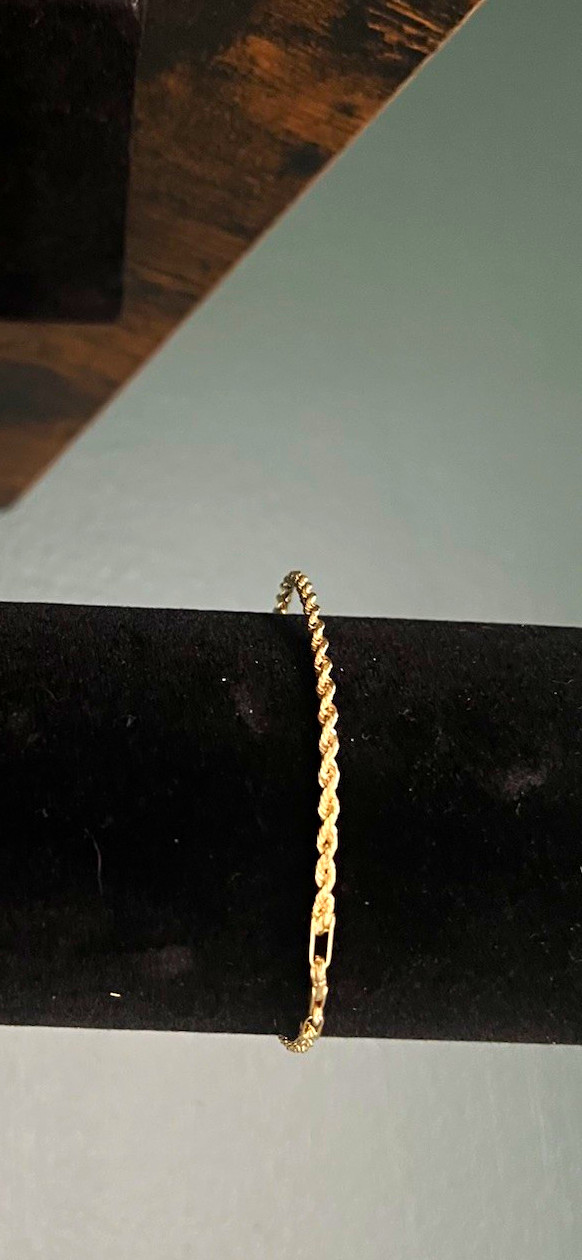 10K Gold Rope Bracelet With Lobster Clasp