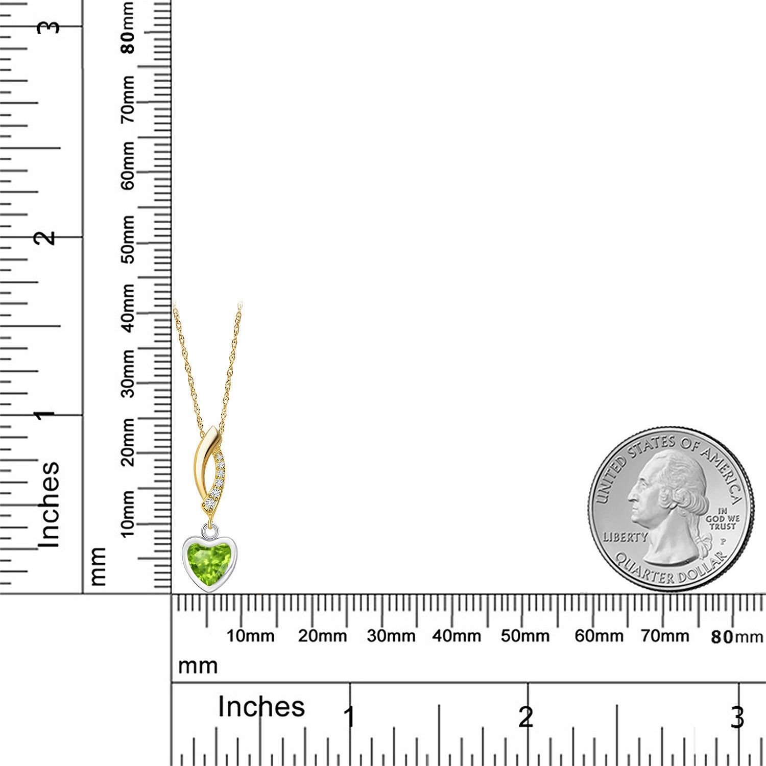 925 Silver and 10K Yellow Gold Peridot and Lab Grown Diamond Pendant Necklace