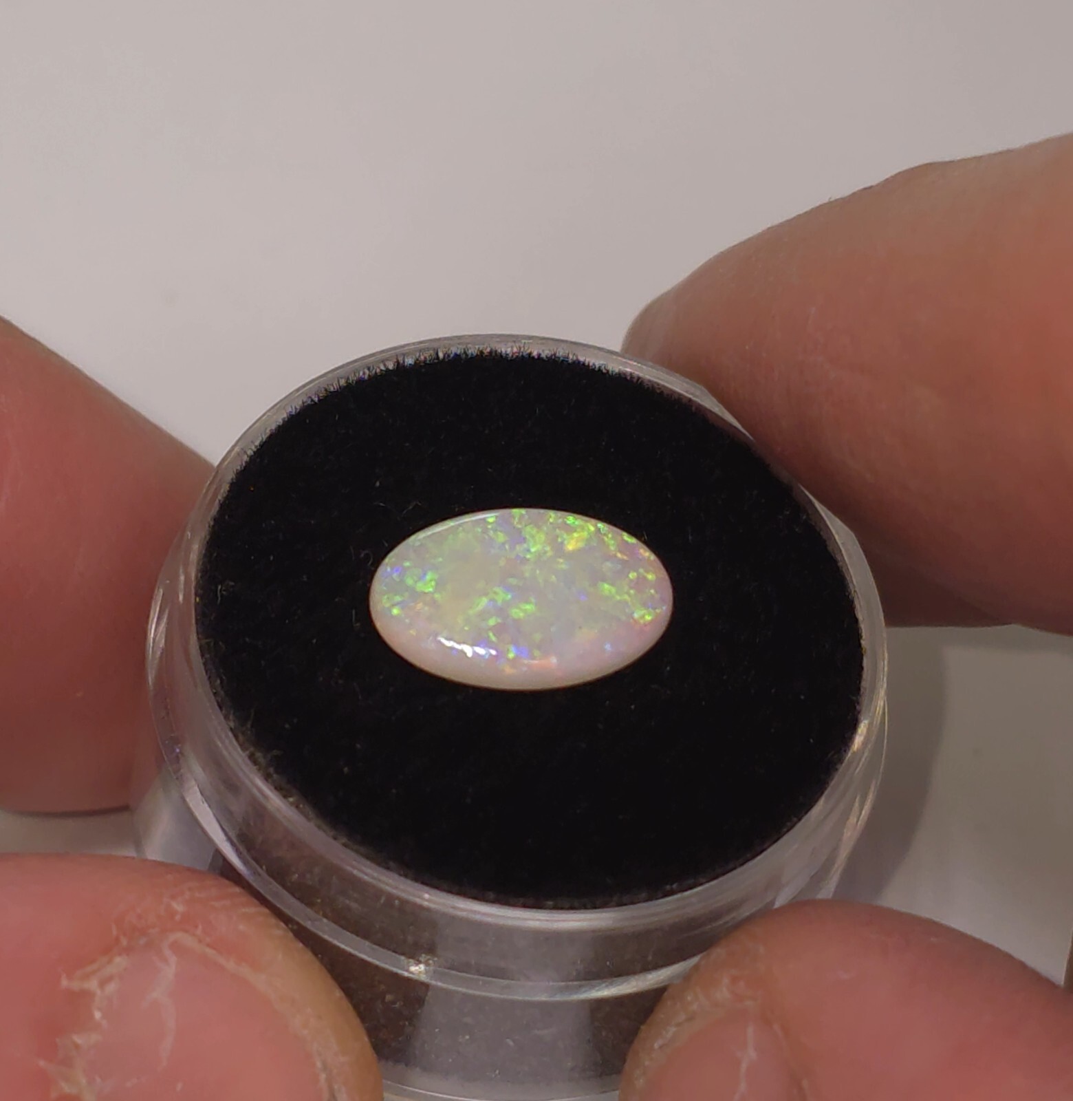 Australian Coober Pedy Solid Crystal Opal 1.5ct 12x8mm Oval Bright Green Fire