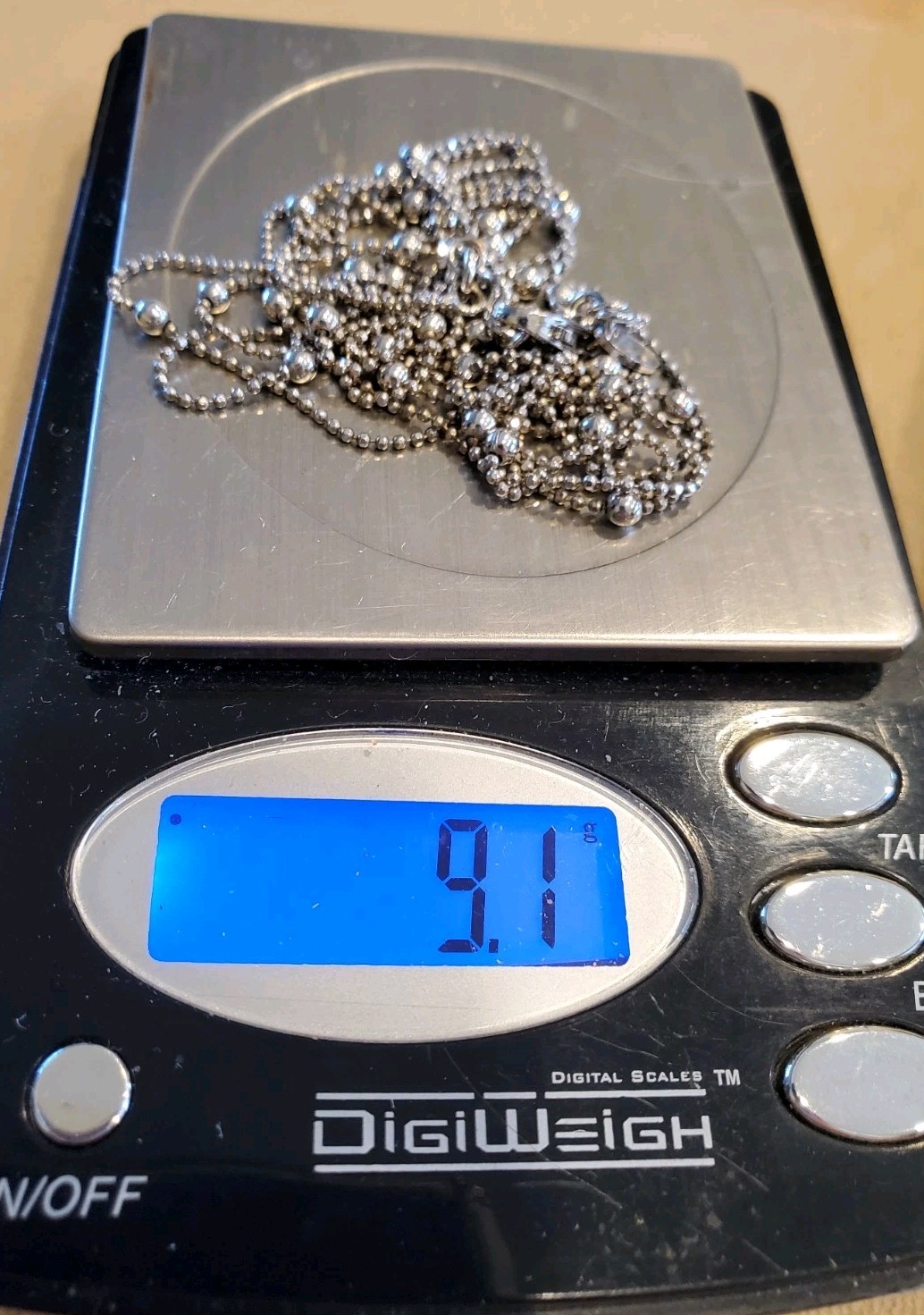 3 STRAND STATION BALL CHAIN 925 STERLING SILVER NECKLACE 9.1 GRAMS 17 1/2″ ITALY