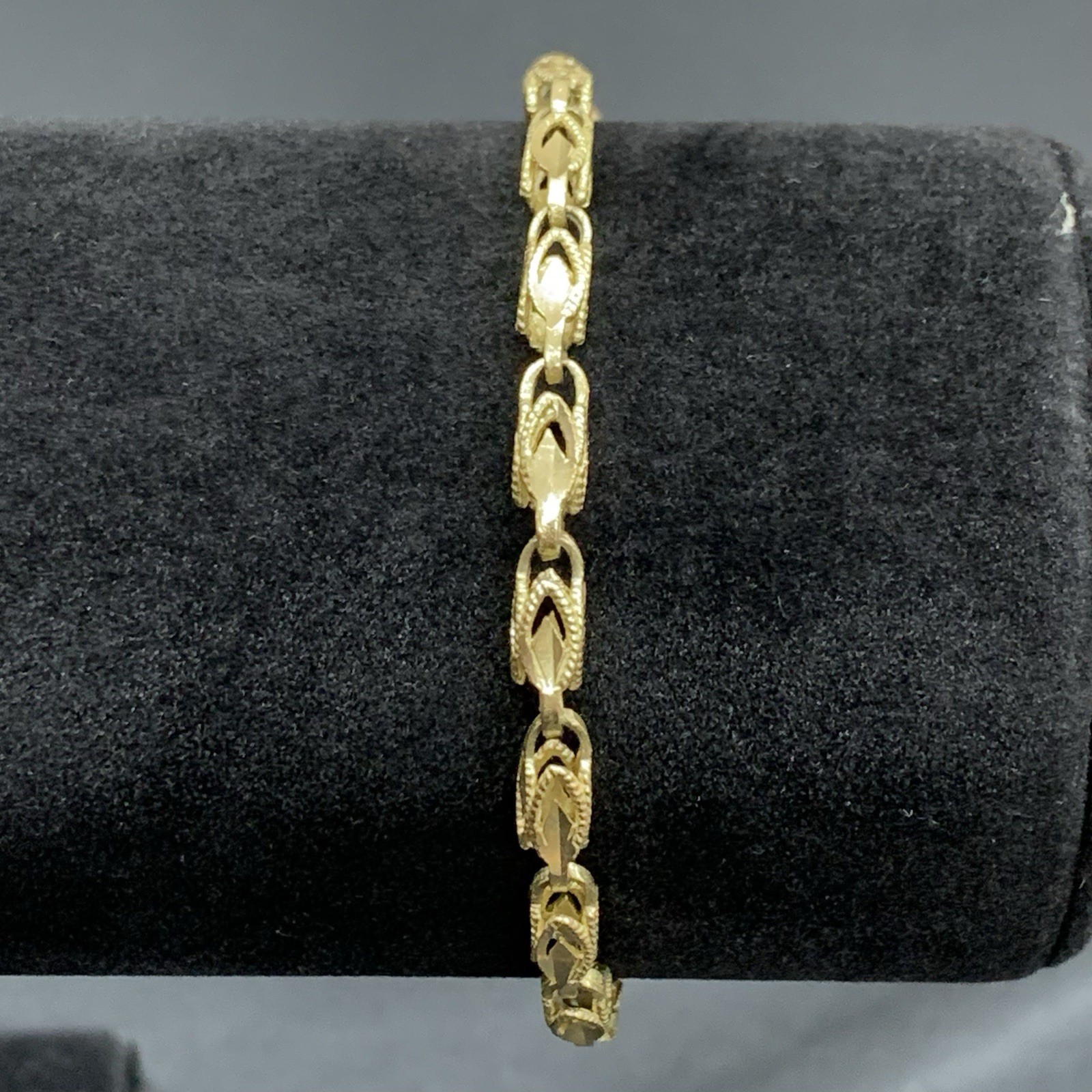 10k Yellow Gold Turkish Link Diamond Cut Rope Bracelet 4mm 7” 6.5g
