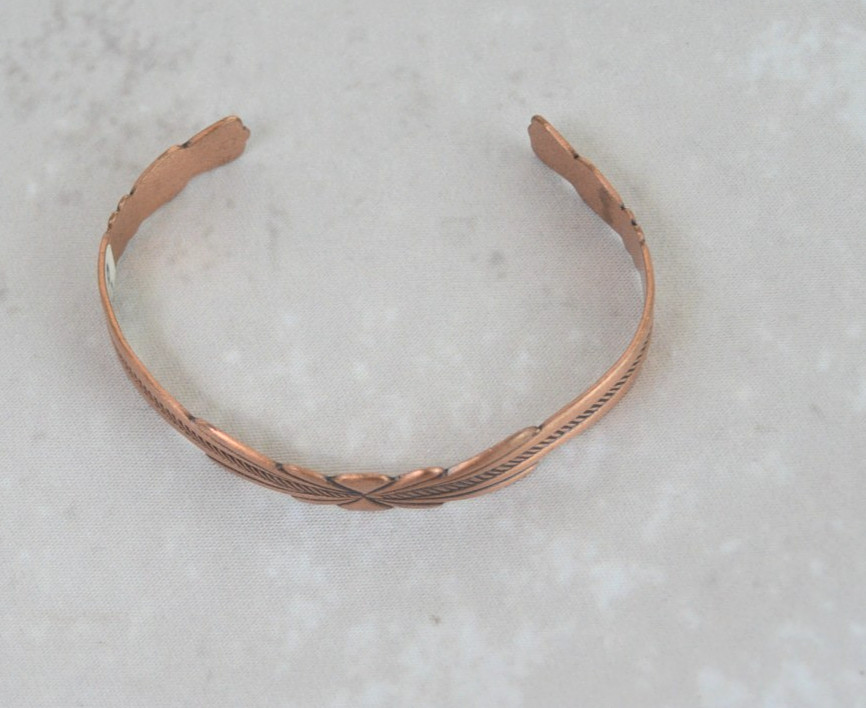 Southwestern Signed Copper Cuff Bracelet Vintage WM Wheeler Manufacturing