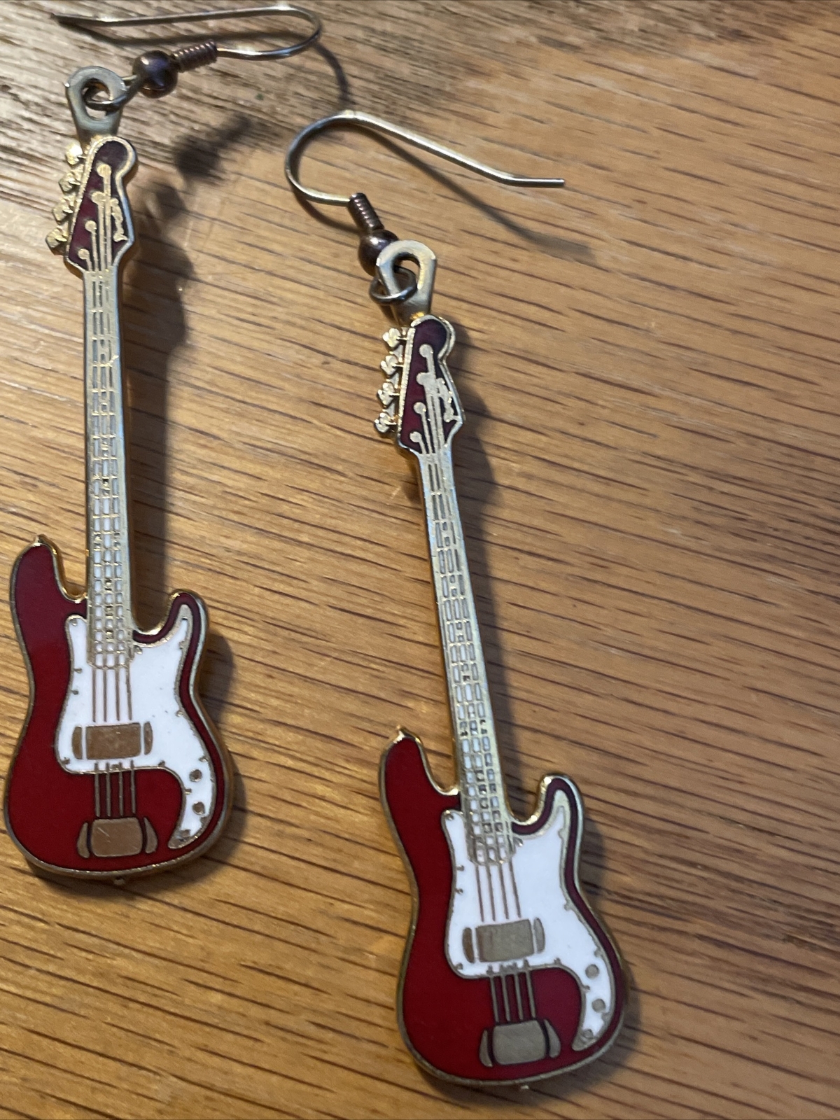 Vintage Future Primitive Guitar Instrument Earrings Pair 2.5”