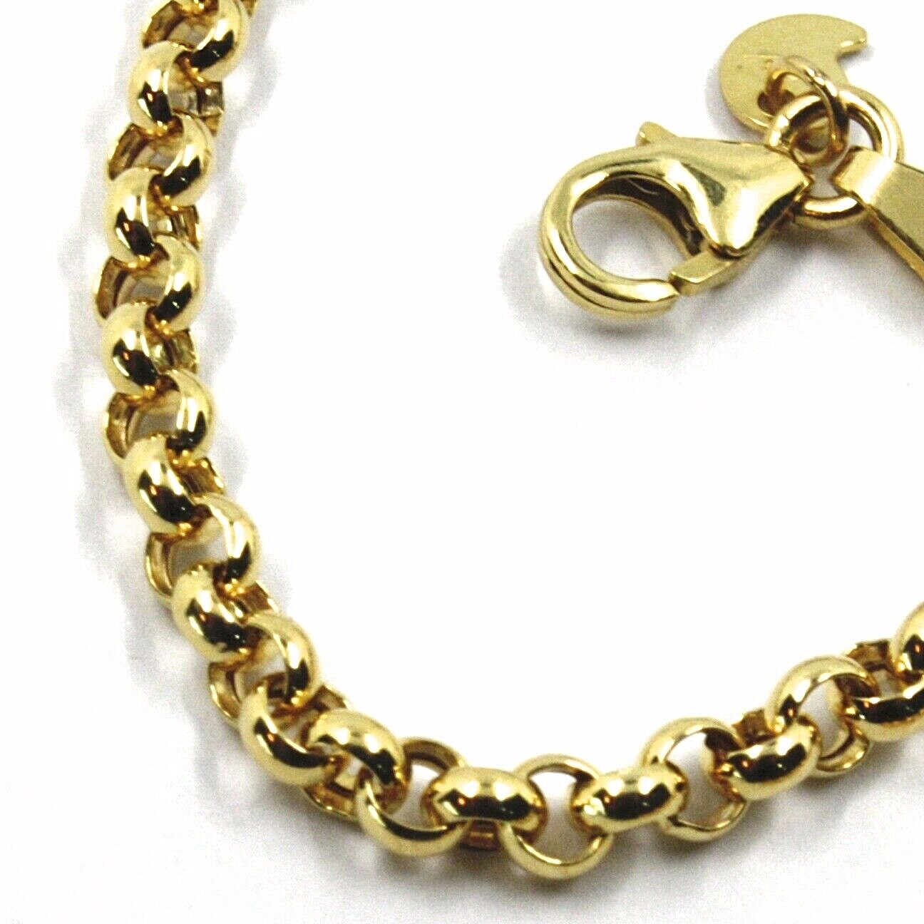9K YELLOW GOLD BRACELET ROLO CIRCLE LINKS 3.5 MM THICKNESS, 7.5 INCHES, 19 CM