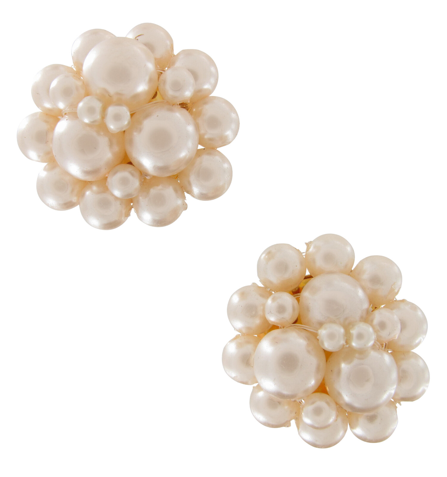 Elegant Classic Faux Pearl Beaded Cluster Clip-On Earrings for Women