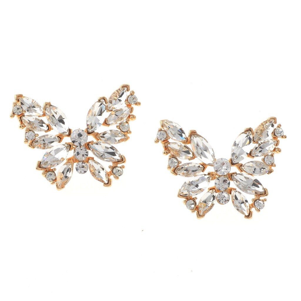 Gold Tone Metal Crystal Rhinestone Butterlfy Post Earring ER2419-GCL
