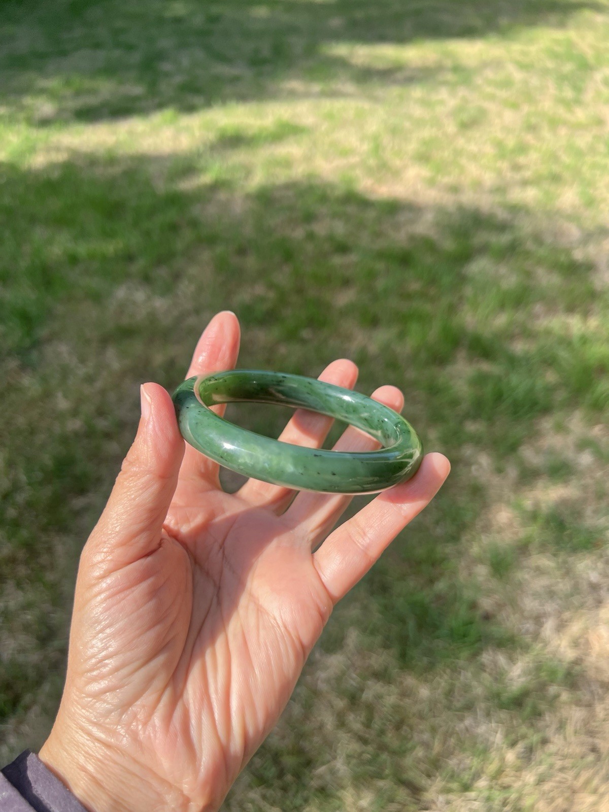 XXL 63.5mm Genuine Green Nephrite Jade Bangle Bracelet B729 2
